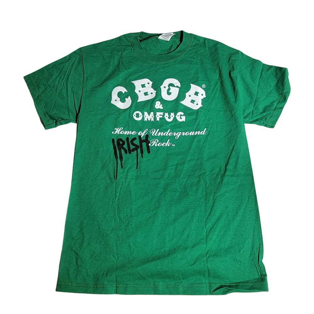 CBGB OMFUG Home of Underground Irish Rock Green Graphic T-Shirt Mens Medium